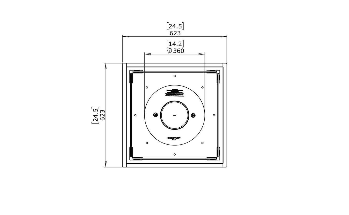 EcoSmart Fire - Square 22 - Gas Fire Pit Kit - Black