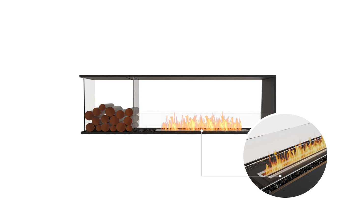 EcoSmart - Flex Fireplace 68PN.BXL - Peninsula - Black