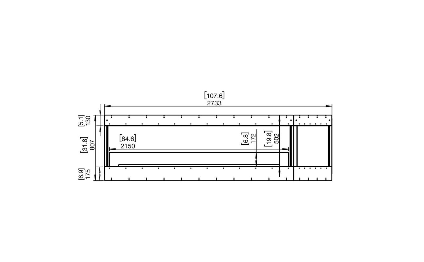 EcoSmart - Flex Fireplace 104BY.BXR - Bay - Black