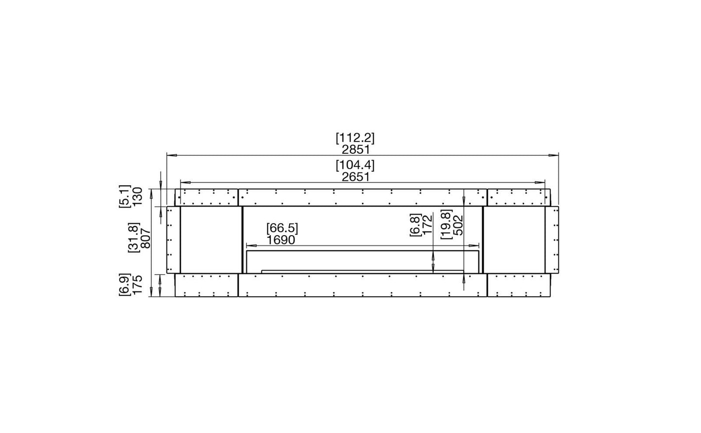 EcoSmart - Flex Fireplace 104DB.BX2 - Double Sided - Black