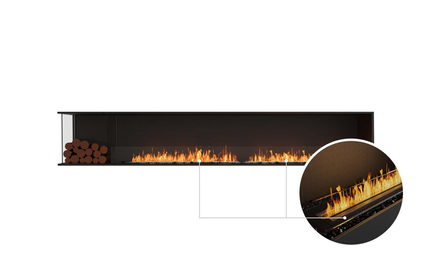 EcoSmart - Flex Fireplace 122LC.BXL - Left Corner - Black