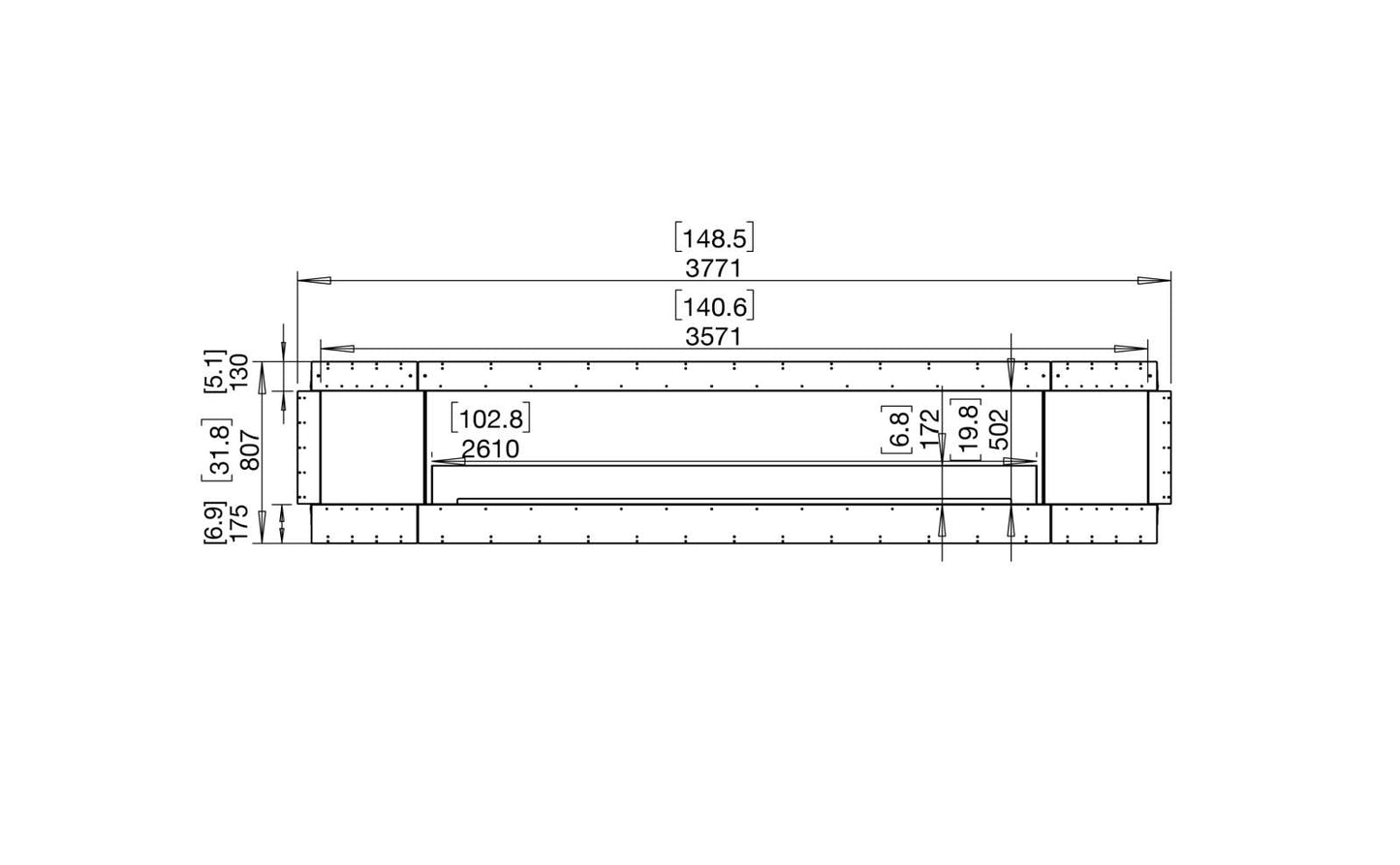 EcoSmart - Flex Fireplace 140DB.BX2 - Double Sided - Black