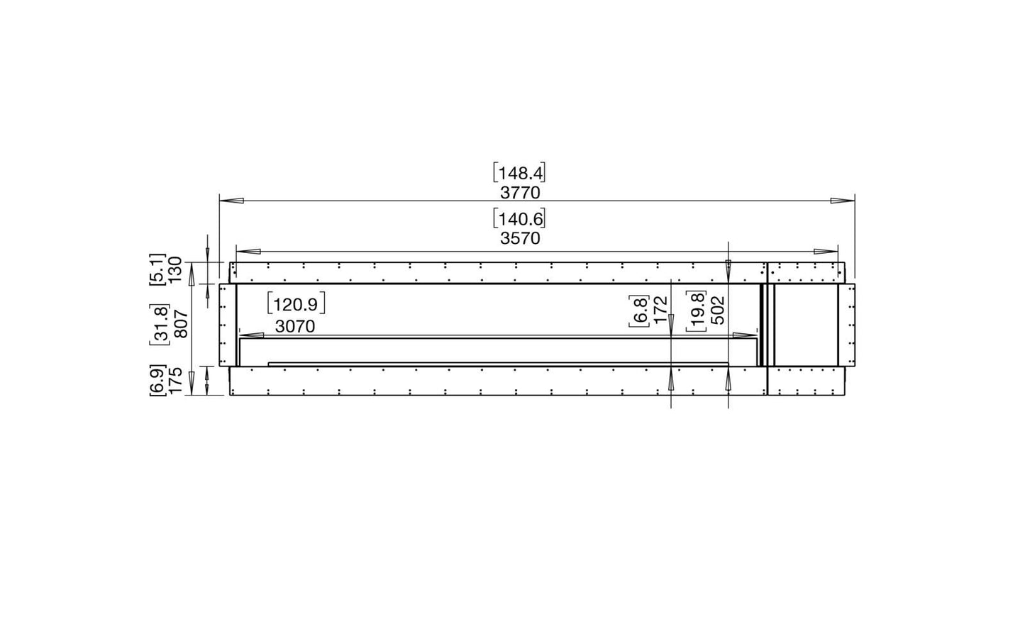 EcoSmart - Flex Fireplace 140SS.BXR - Single Sided - Black