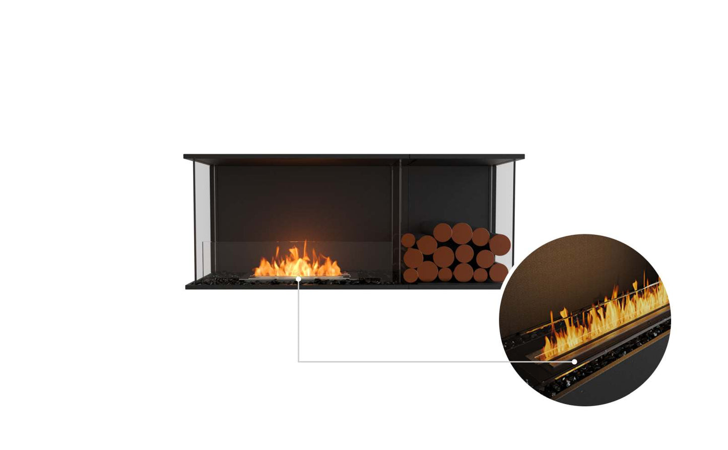 EcoSmart - Flex Fireplace 50BY.BXR - Bay - Black