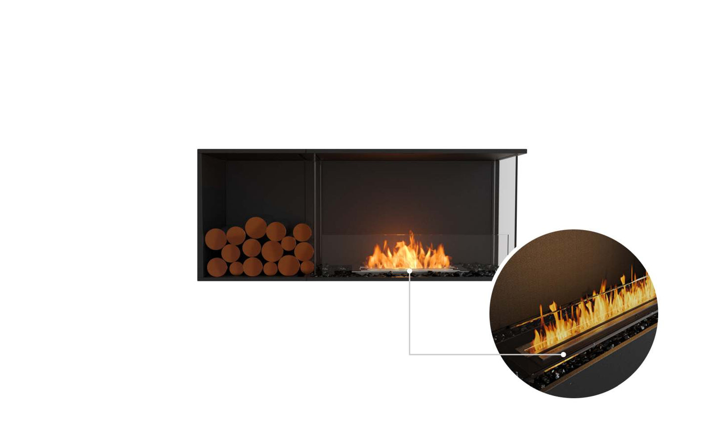 EcoSmart - Flex Fireplace 50RC.BXL - Right Corner - Black