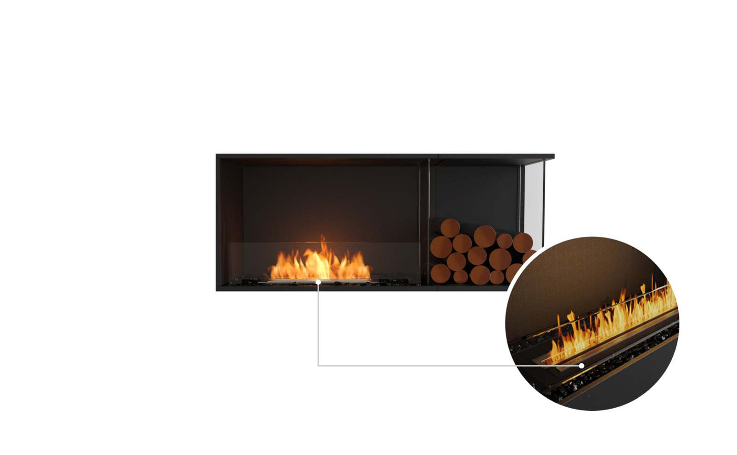 EcoSmart - Flex Fireplace 50RC.BXR - Right Corner - Black