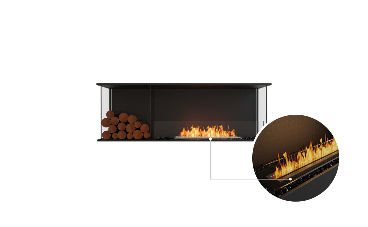 EcoSmart - Flex Fireplace 60BY.BXL - Bay - Black