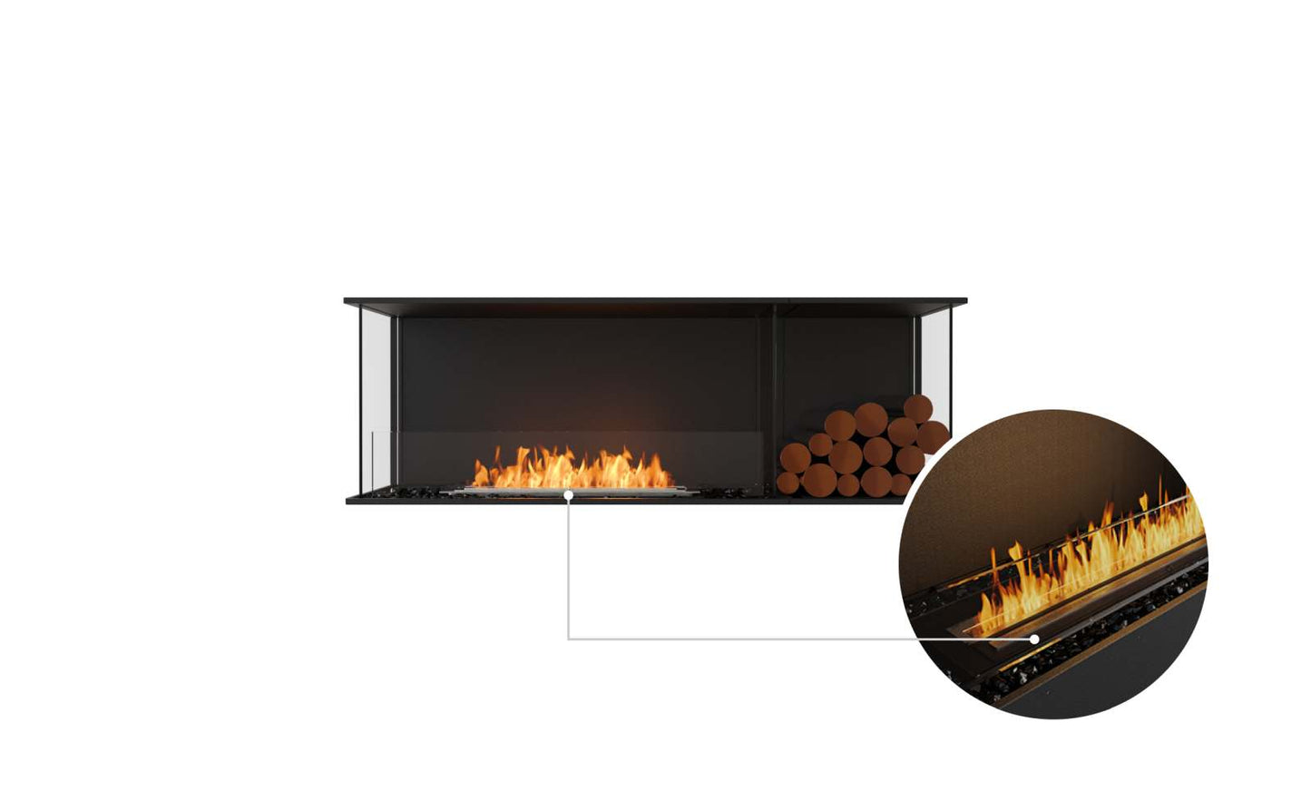 EcoSmart - Flex Fireplace 60BY.BXR - Bay - Black