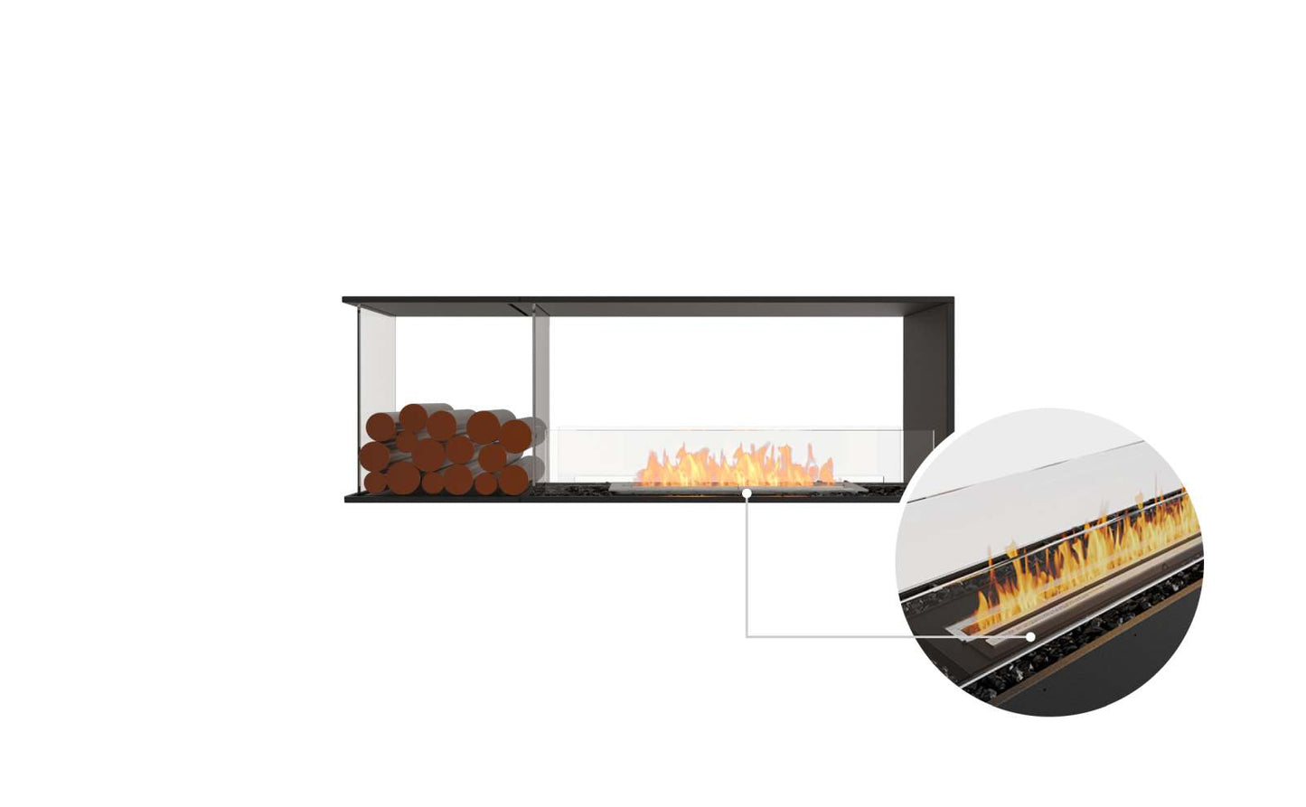 EcoSmart - Flex Fireplace 60PN.BXL - Peninsula - Black