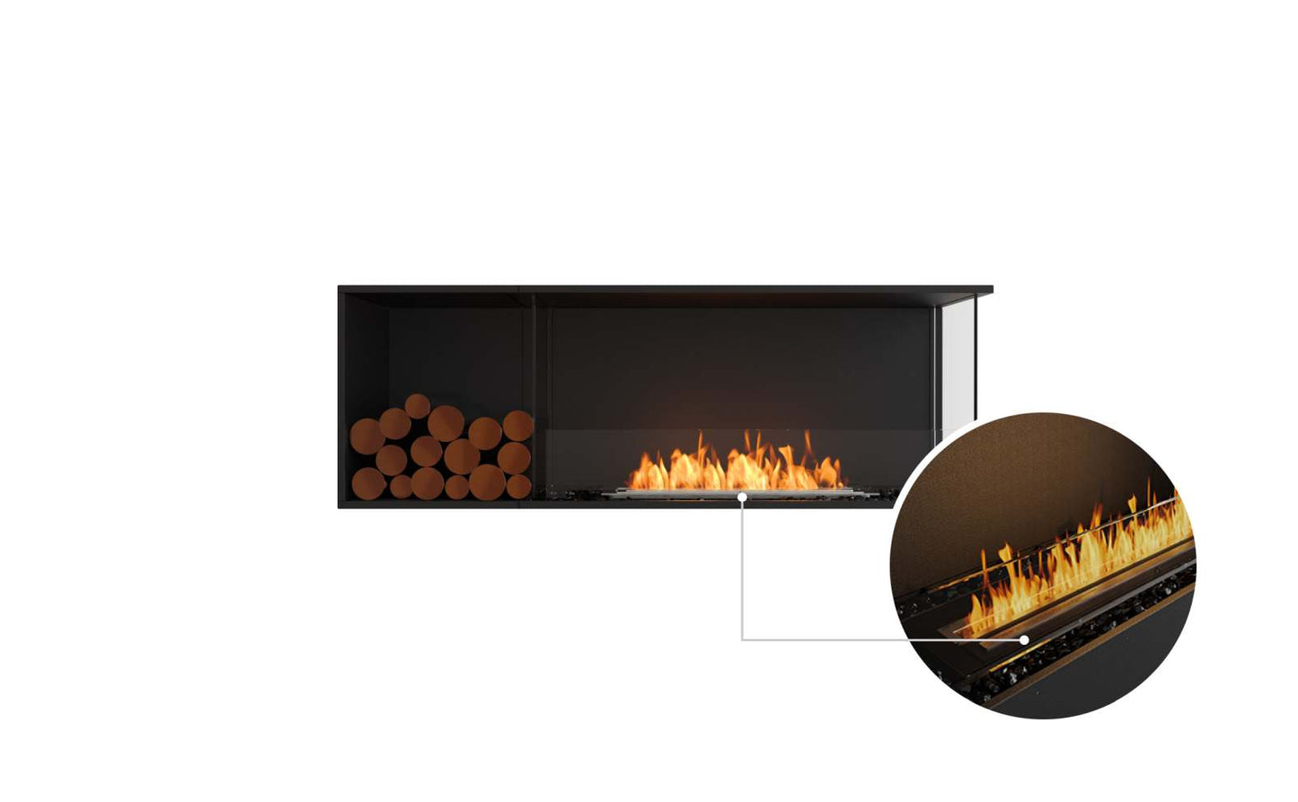 EcoSmart - Flex Fireplace 60RC.BXL - Right Corner - Black