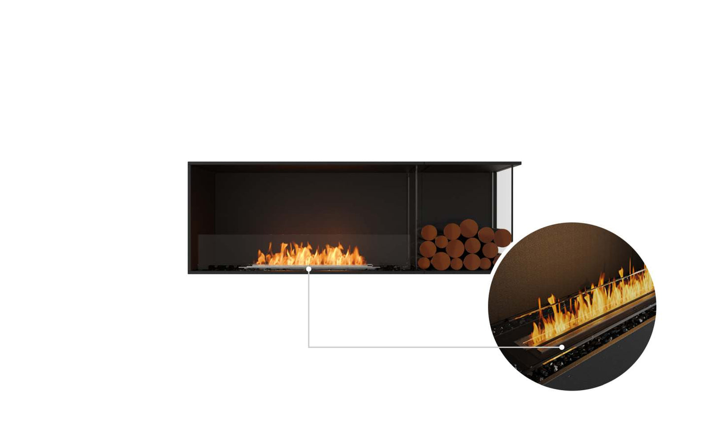 EcoSmart - Flex Fireplace 60RC.BXR - Right Corner - Black