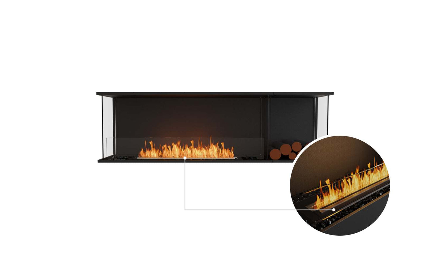 EcoSmart - Flex Fireplace 68BY.BXR - Bay - Black
