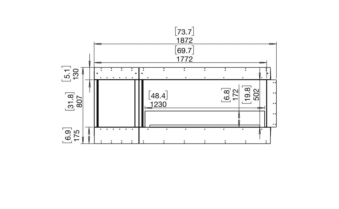 EcoSmart - Flex Fireplace 68LC.BXL - Left Corner - Black