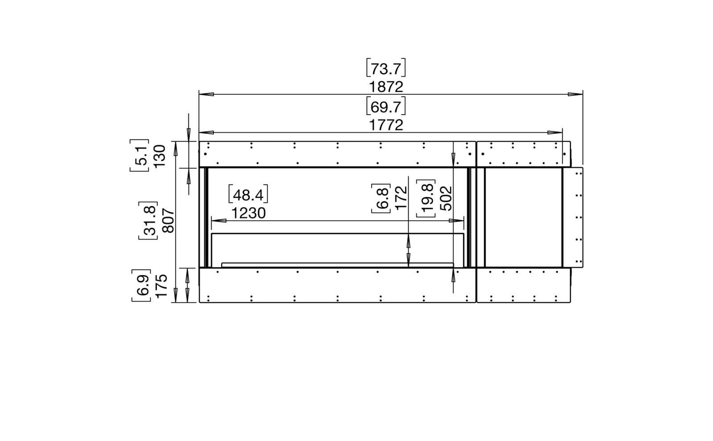 EcoSmart - Flex Fireplace 68LC.BXR - Left Corner - Black