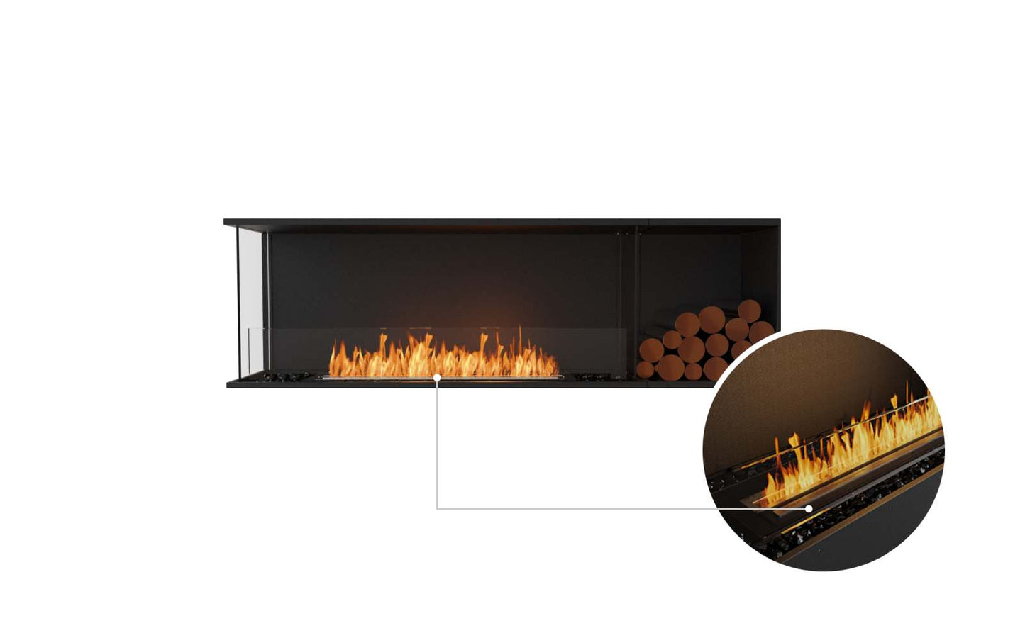 EcoSmart - Flex Fireplace 68LC.BXR - Left Corner - Black