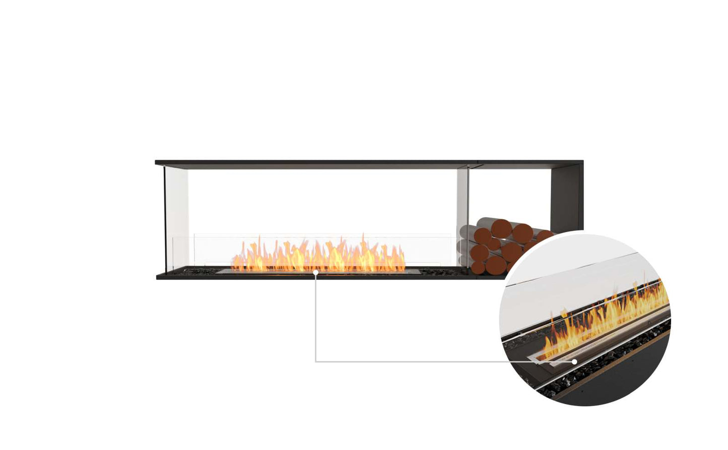 EcoSmart - Flex Fireplace 68PN.BXR - Peninsula - Black