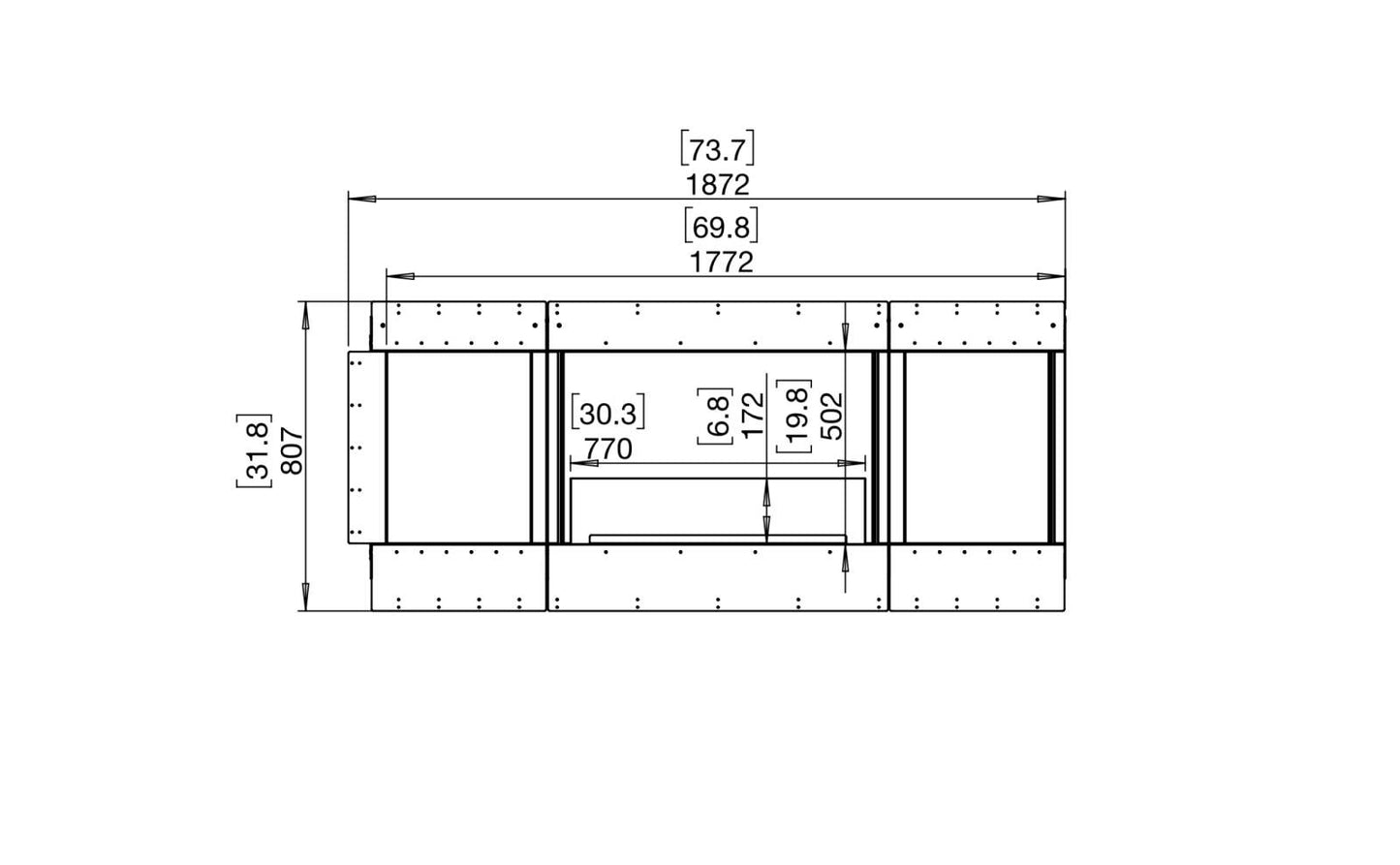EcoSmart - Flex Fireplace 68RC.BX2 - Right Corner - Black