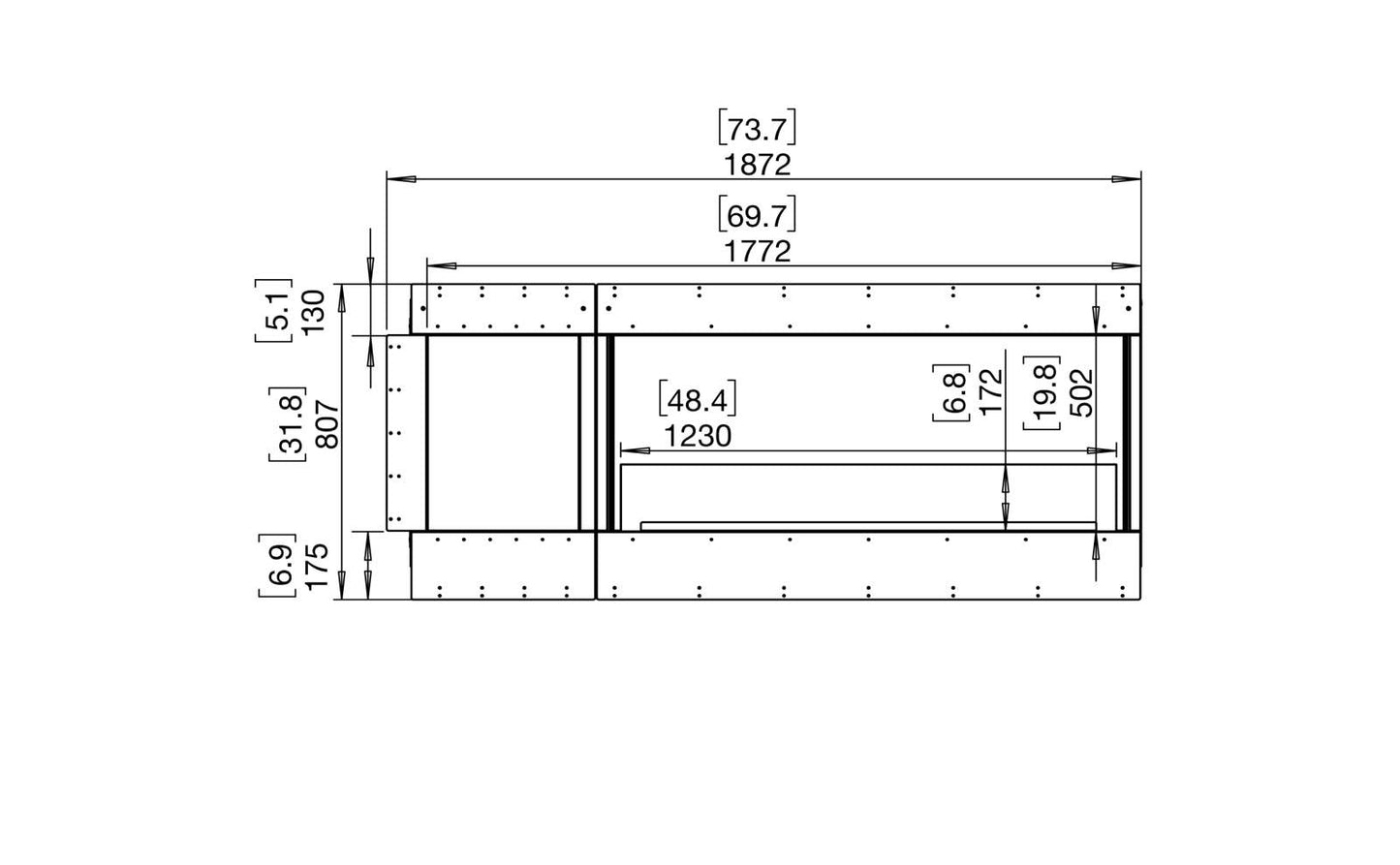 EcoSmart - Flex Fireplace 68RC.BXL - Right Corner - Black