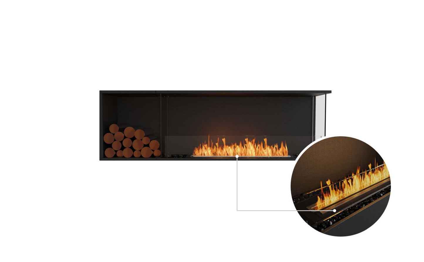EcoSmart - Flex Fireplace 68RC.BXL - Right Corner - Black