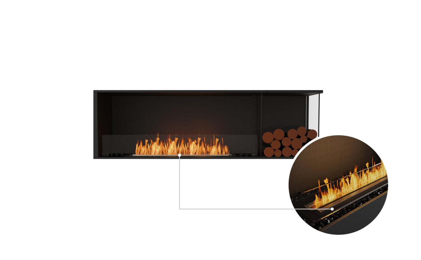 EcoSmart - Flex Fireplace 68RC.BXR - Right Corner - Black