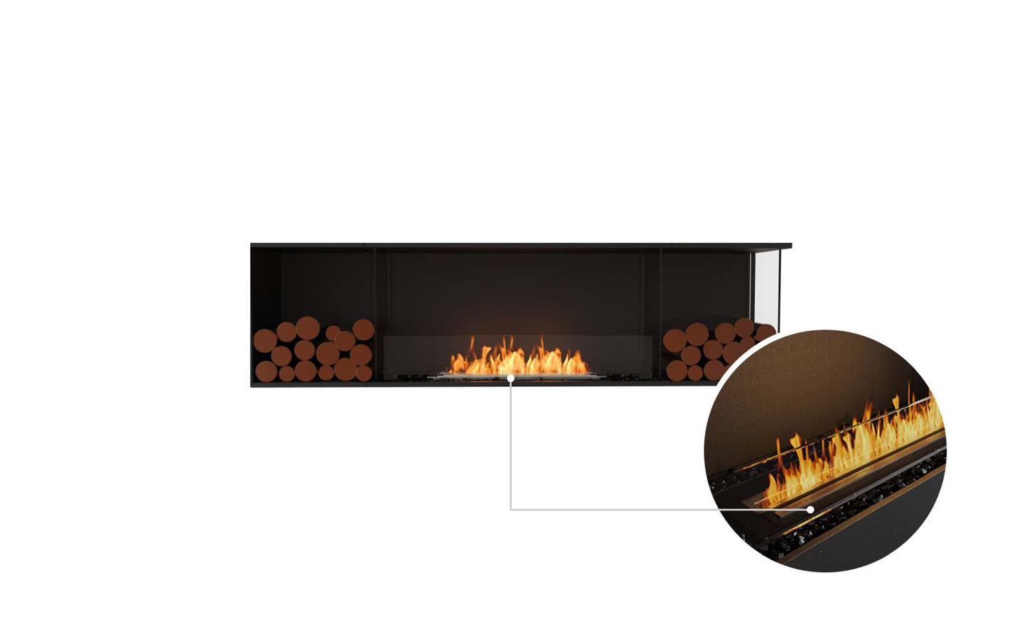 EcoSmart - Flex Fireplace 78RC.BX2 - Right Corner - Black