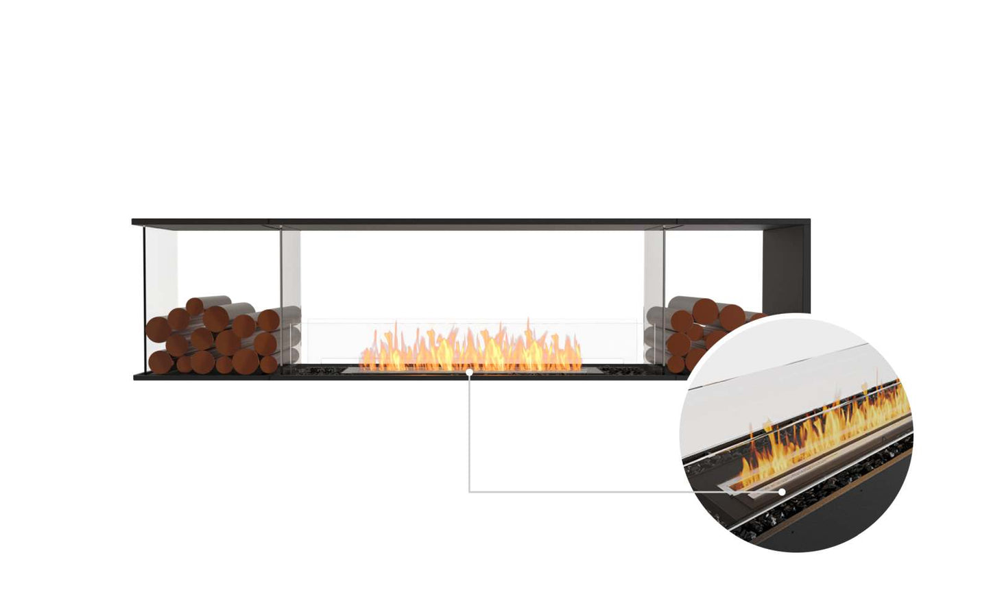EcoSmart - Flex Fireplace 86PN.BX2 - Peninsula - Black