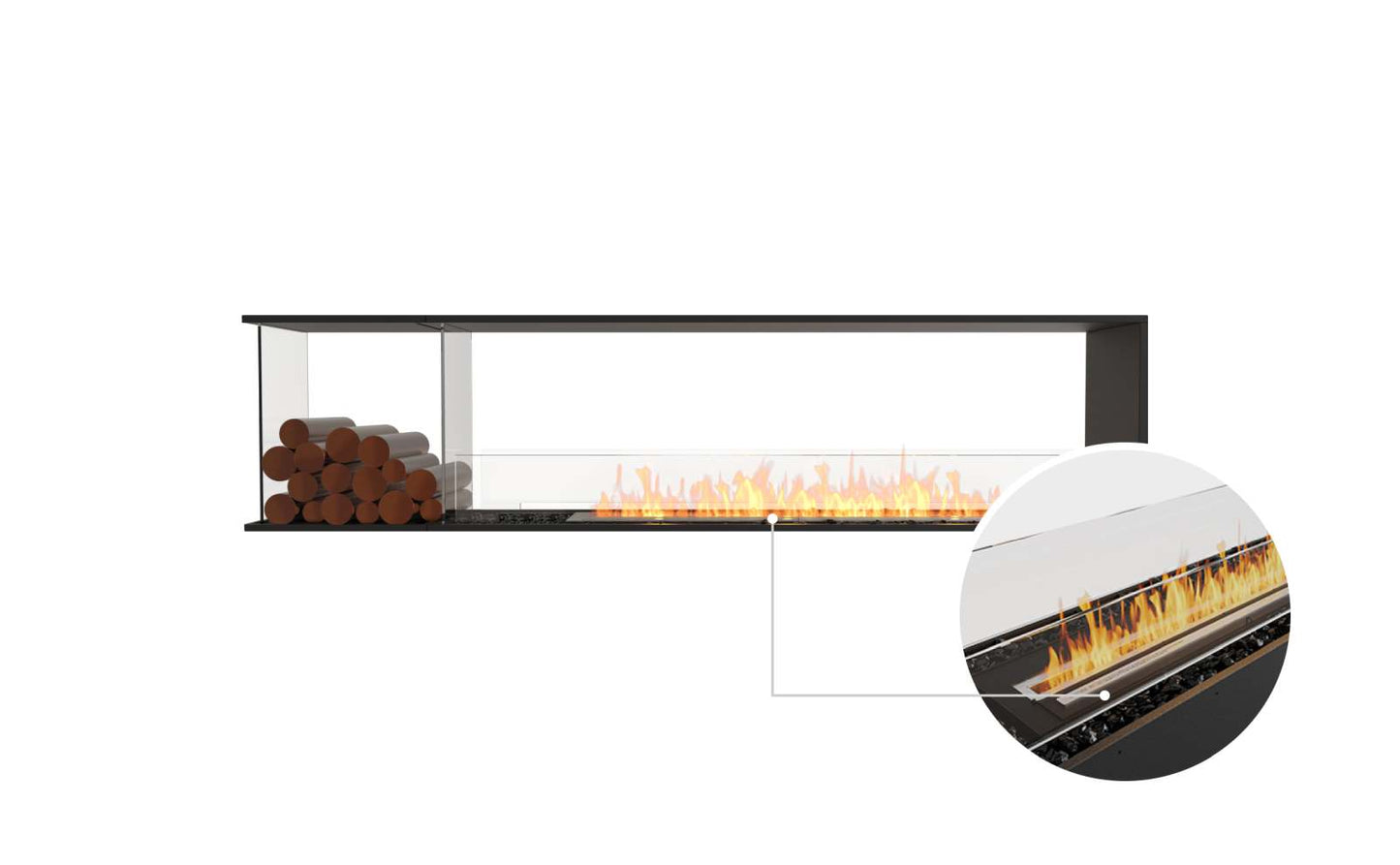 EcoSmart - Flex Fireplace 86PN.BXL - Peninsula - Black