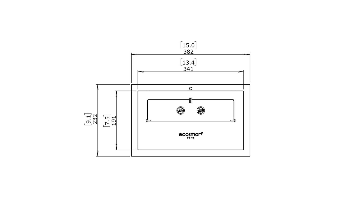 EcoSmart Fire - XS340 - Ethanol Burner - Stainless Steel