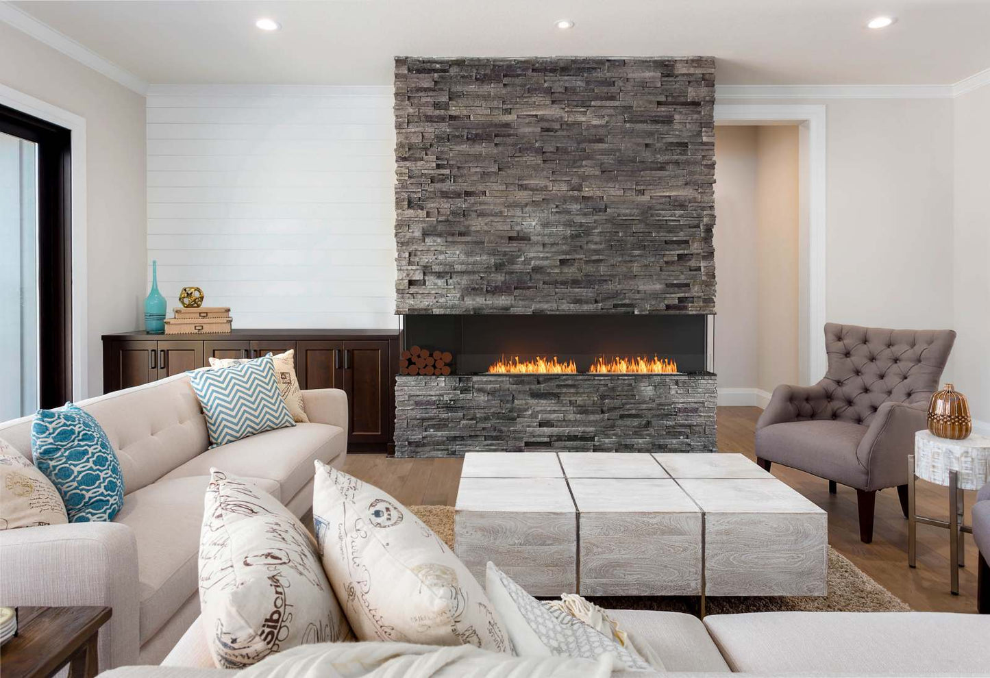 EcoSmart - Flex Fireplace 104BY.BXL - Bay - Black