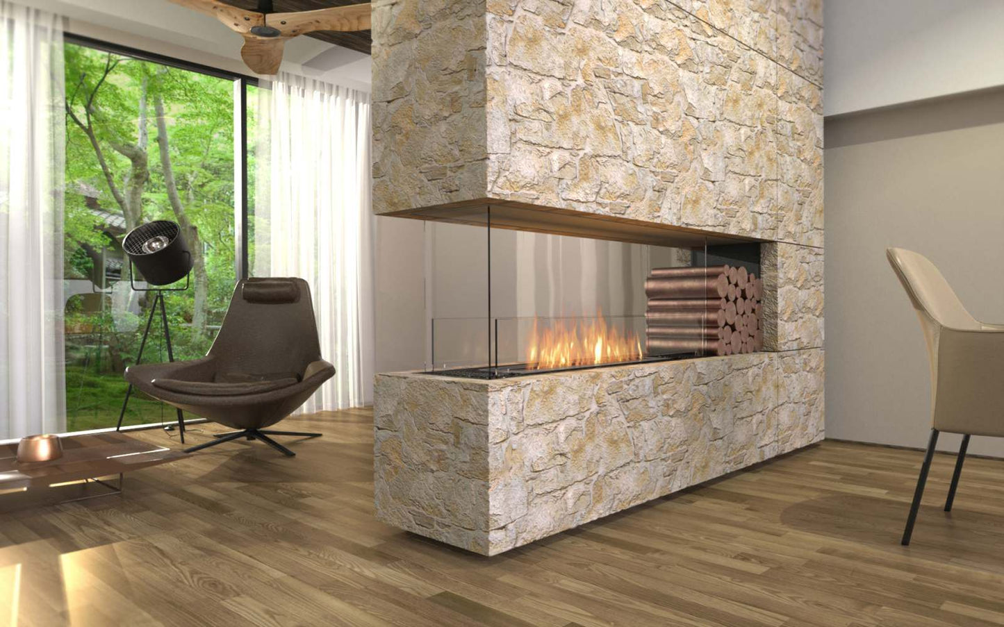 EcoSmart - Flex Fireplace 68PN.BXR - Peninsula - Black