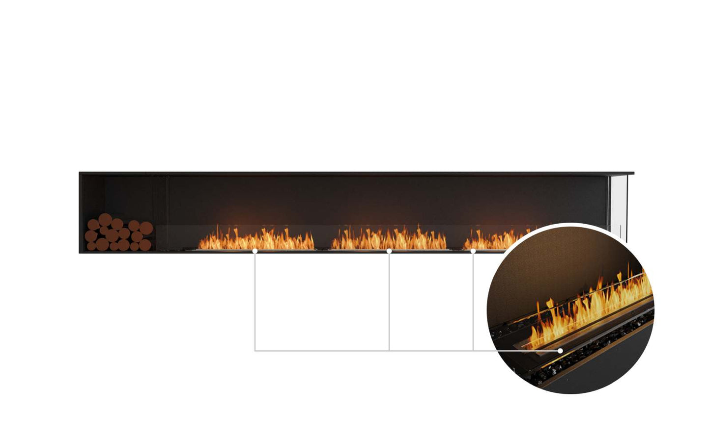 EcoSmart - Flex Fireplace 140RC.BXL - Right Corner - Black