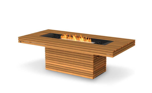 EcoSmart Fire - Gin 90 (Dining) - Fire Pit Table - Teak